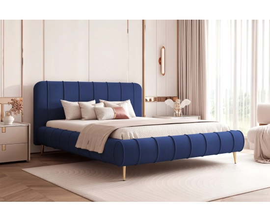 Łóżko sypialniane designerskie przeszycia wysokie nogi 120x200 Lina II