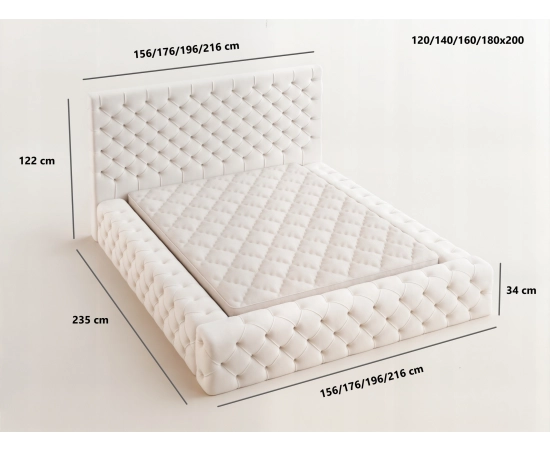 Łóżko do sypialni premium chesterfield 140x200 Rossano
