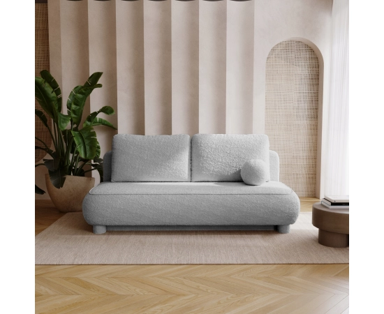 Sofa dwuosobowa okrągłe poduszki Toby tkanina boucle
