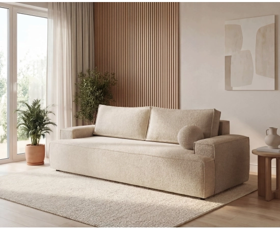 Sofa rozkładana do salonu tkanina boucle z funkcją spania Arvo
