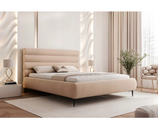 Podwójne obłe łóżko sypialniane 140x200 łóżko z pojemnikiem Marbella II