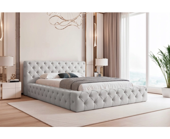 Łóżko pikowane chesterfield z grubymi boczkami 120x200 Clara