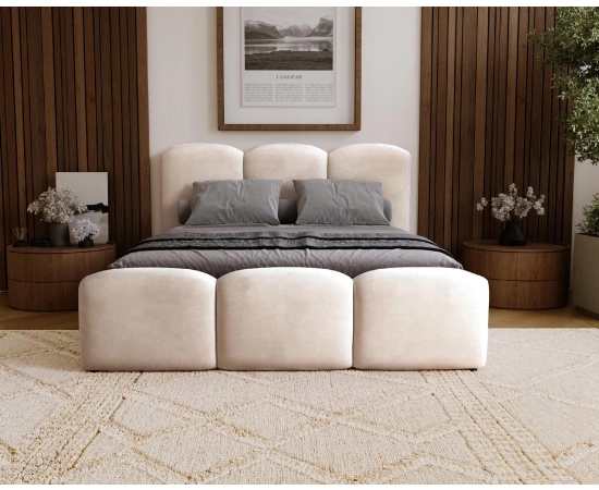 Bufiaste łóżko sypialniane efektowny model z pojemnikiem 180x200 Camille