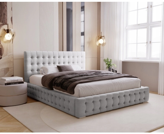 Stylowe pikowane łóżko do sypialni z pojemnikiem i stelażem 120x200 Palmo