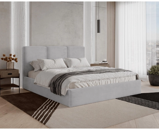 Podwójne slim łóżko 200x200 tapicerowane z pojemnikiem Mira