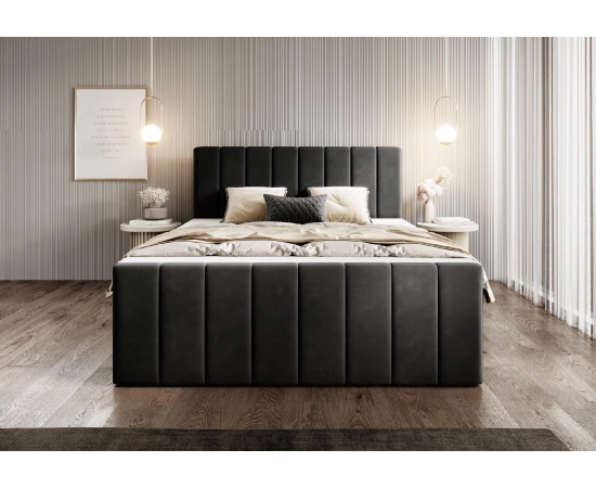 Duże łóżko 200x200 kontynentalne velvet tapicerowane pianka Zuno