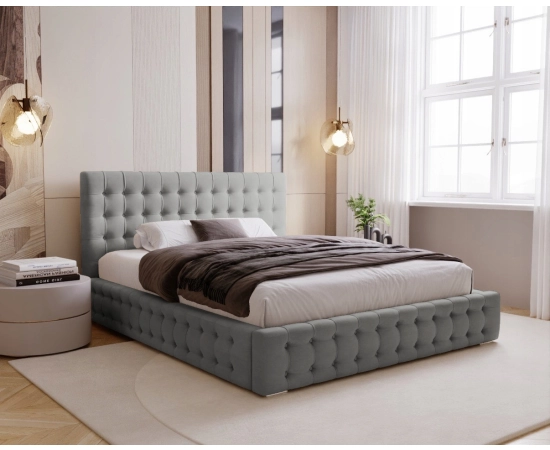 Pikowane łóżko do sypialni z pojemnikiem i stelażem 140x200 Palmo