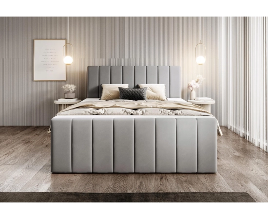 Duże łóżko 200x200 kontynentalne velvet tapicerowane pianka Zuno