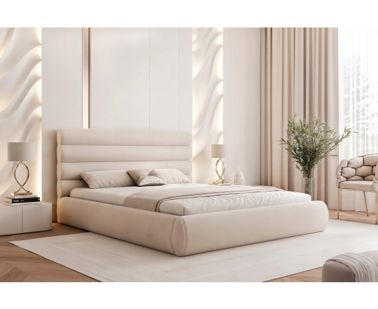 Obłe małżeńskie łóżko do sypialni 200x200 łóżko z pojemnikiem Marbella