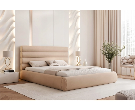 Modne łóżko tapicerowane podwójne 140x200 łóżko z pojemnikiem Marbella