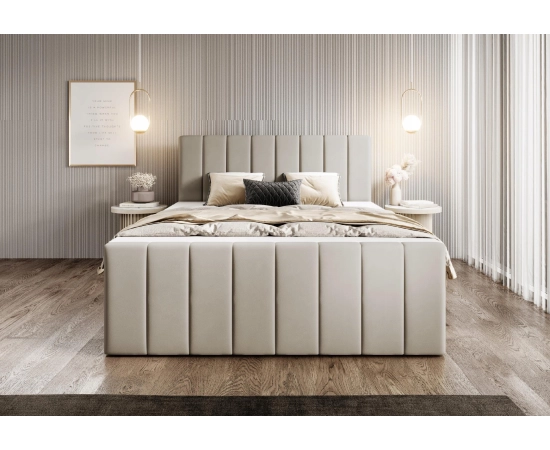 Duże łóżko 200x200 kontynentalne velvet tapicerowane pianka Zuno