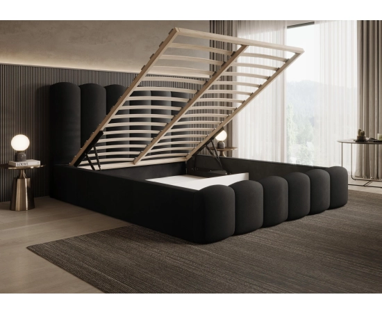 Designerskie łóżko sypialniane 160x200 z półwałkami efekt chmurki Tessa