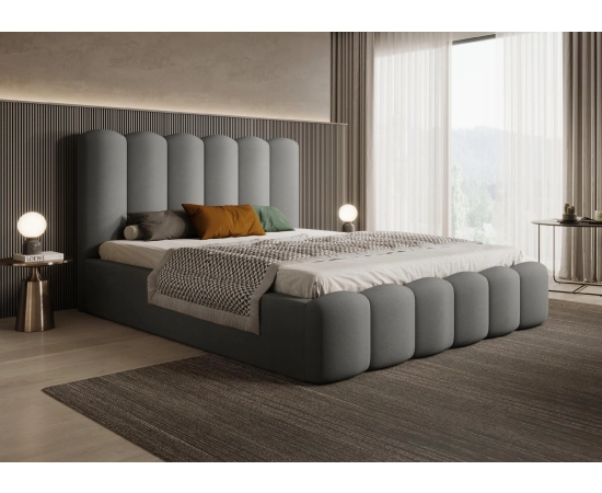 Designerskie łóżko sypialniane 160x200 z półwałkami efekt chmurki Tessa