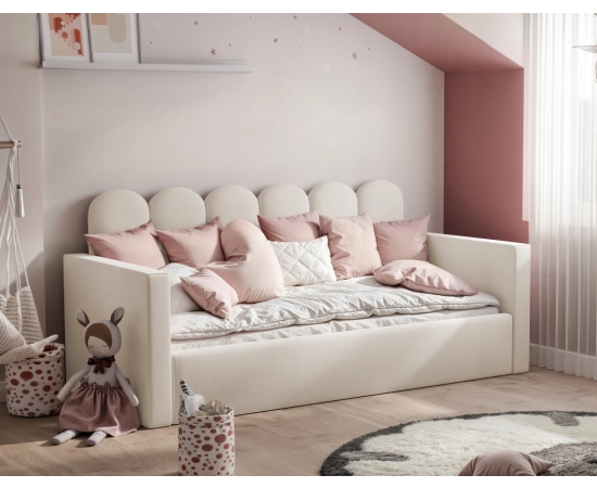 Dziecięce łóżko 80x200 ze stelażem metalowym+pojemnikiem na pościel Zoe II