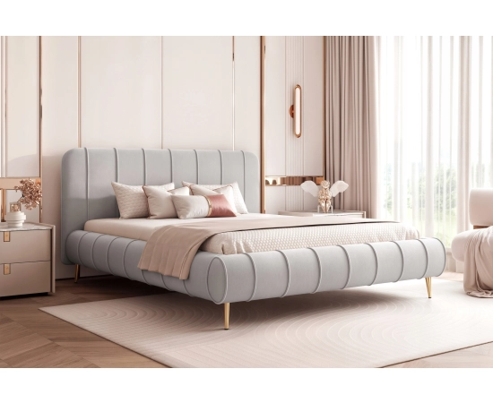 Łóżko sypialniane designerskie przeszycia wysokie nogi 120x200 Lina II