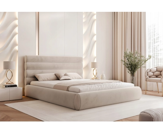 Obłe małżeńskie łóżko do sypialni 200x200 łóżko z pojemnikiem Marbella