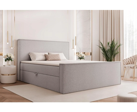 Eleganckie łóżko 160x200 kontynentalne z materacem i lamówką Lunara II