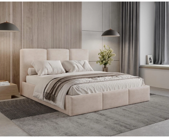 Podwójne łóżko sypialniane 200x200 slim z pojemnikiem Elora