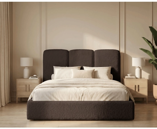 Łóżko sypialniane slim 160x200 z pojemnikiem i stelażem Mira boucle
