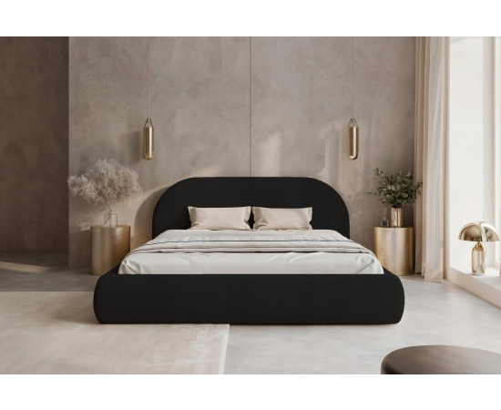 Duże modne łóżko małżeńskie 200x200 z dwoma pojemnikami Apolline