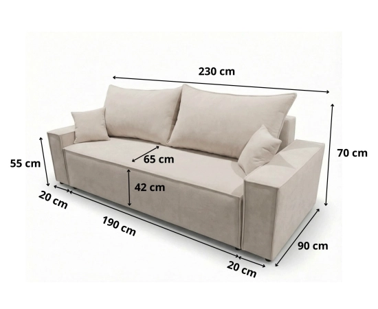 Kanapa do salonu z funkcją spania sofa rozkładana Luno