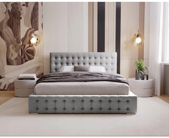 Duża sypialnia łóżko pikowane z pojemnikiem i stelażem 200x200 Palmo