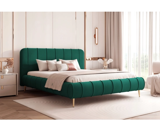 Łóżko sypialniane designerskie przeszycia wysokie nogi 120x200 Lina II