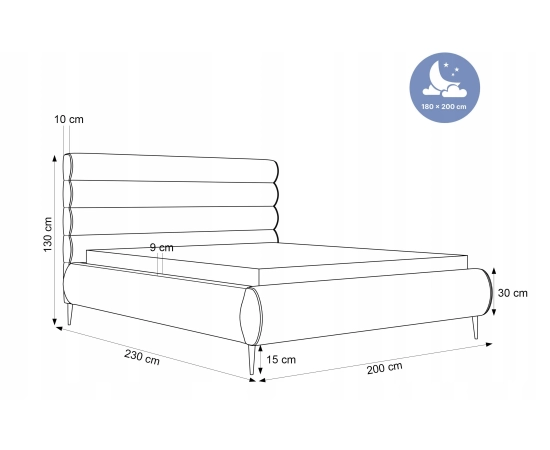 Nowoczesne łóżko do sypialni 180x200 łóżko z dużym pojemnikiem Marbella II
