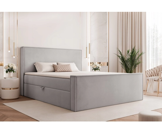 Eleganckie łóżko 160x200 kontynentalne z materacem i lamówką Lunara II
