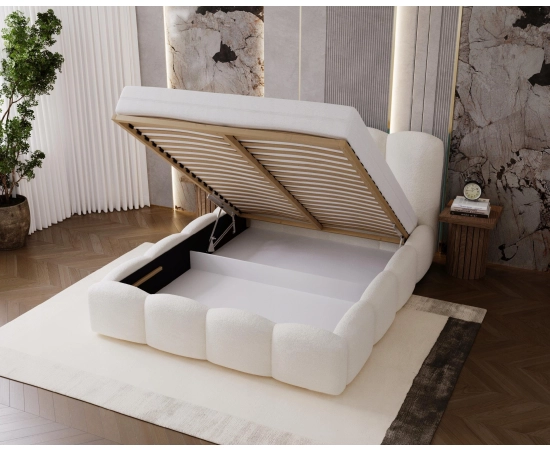 Tapicerowane łóżko nowoczesne grube pasy 160x200 Fluffy