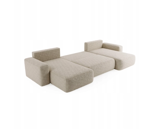 Narożnik w kształcie U tkanina boucle, okrągłe kształty Ornello U