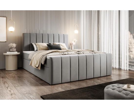 Duże łóżko 200x200 kontynentalne velvet tapicerowane pianka Zuno
