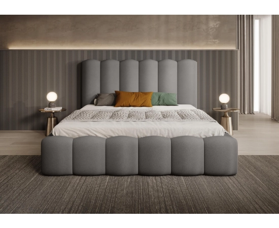 Designerskie łóżko sypialniane 160x200 z półwałkami efekt chmurki Tessa