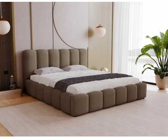 Modne obłe łóżko sypialniane z pojemnikiem 180x200 Julien