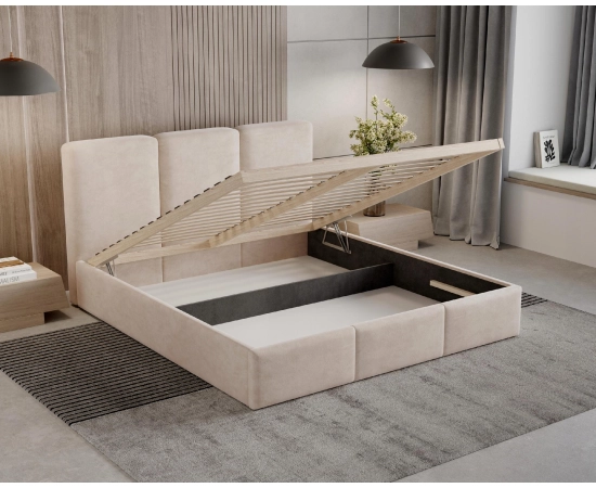 Podwójne łóżko sypialniane 200x200 slim z pojemnikiem Elora