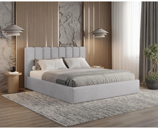 Podwójne łóżko slim z pojemnikiem 180x200 tapicerowane Nuvia