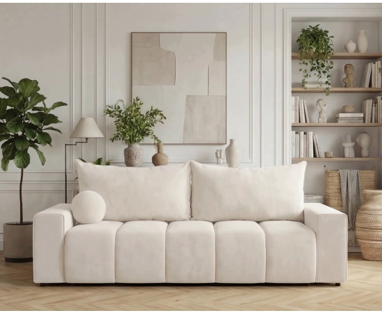 Nowoczesna sofa do salony obłe przeszycia na siedzisku Mavi