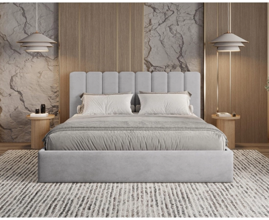 Podwójne łóżko slim z pojemnikiem 180x200 tapicerowane Nuvia