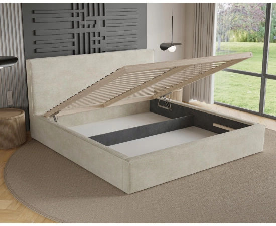 Podwójne łóżko tapicerowane szenilowe ze stelażem 160x200 Bambi