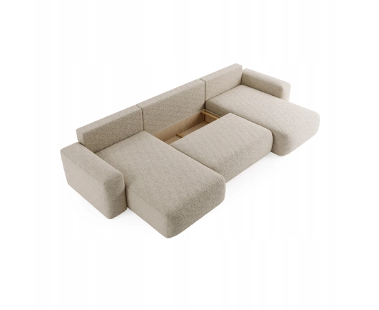 Narożnik w kształcie U tkanina boucle, okrągłe kształty Ornello U