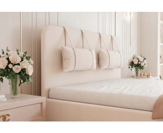 Eleganckie łóżko 160x200 tapicerowane z zagłówkiem i pojemnikiem Monti