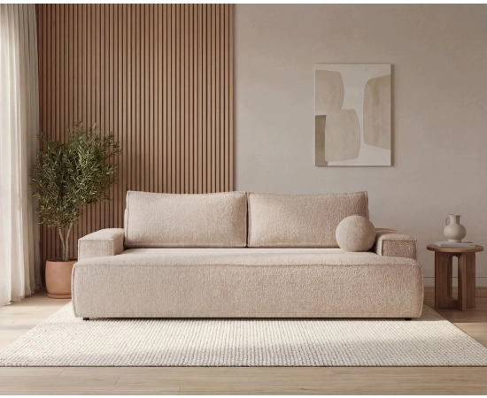 Sofa rozkładana do salonu tkanina boucle z funkcją spania Arvo