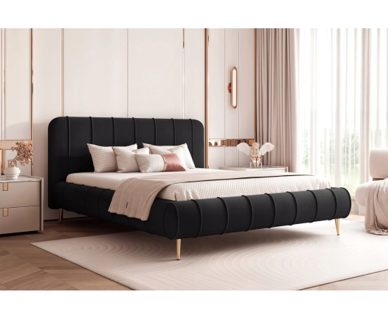 Łóżko sypialniane designerskie przeszycia wysokie nogi 120x200 Lina II