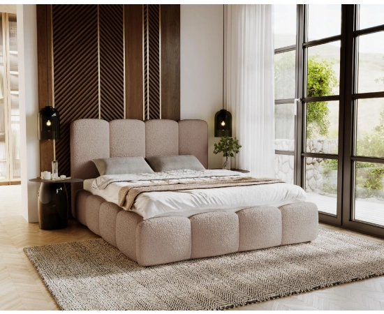 Łóżko tapicerowane tkanina boucle 120x200 Lila