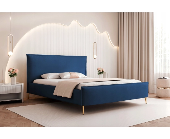 Łóżko tapicerowane ozdobne wezgłowie 180x200 na nogach velvet Pillow II