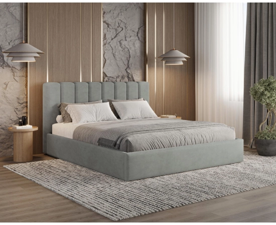 Podwójne łóżko slim z pojemnikiem 160x200 tapicerowane Nuvia