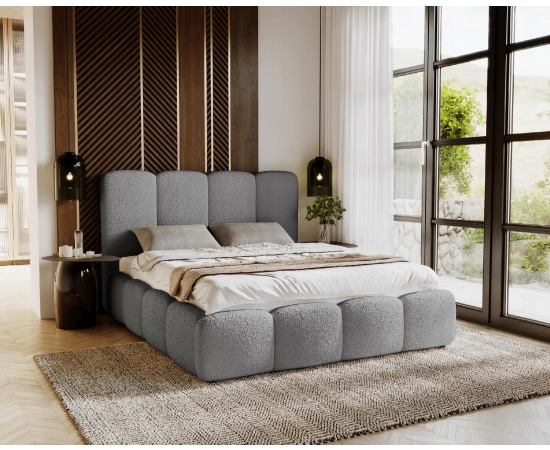 Łóżko tapicerowane tkanina boucle 120x200 Lila