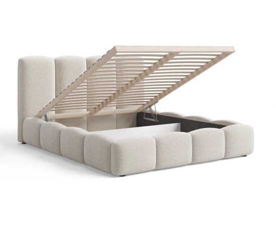 Obłe tapicerowane łóżko sypialniane dla dwojga 180x200 Fluffy