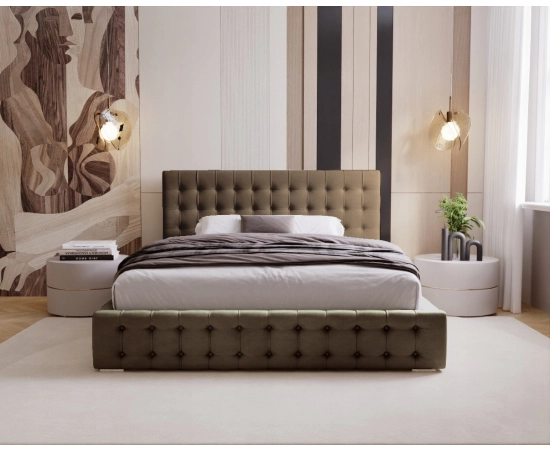 Sypialnia łóżko z pojemnikiem i stelażem pikowane z guzikami 180x200 Palmo
