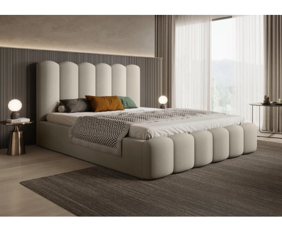 Designerskie łóżko sypialniane 160x200 z półwałkami efekt chmurki Tessa